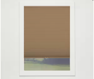 lot 5704 image: Cut-to-Width Latte Cordless Blackout Eco Polyester Honeycomb Cellular Shade 72 in. W x 64 in. L - Retail $0