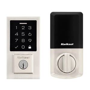 lot 5711 image: 270 CNT 15 SMT RBP RCALFD Contemporary Smartcode Touchpad Deadbolt - Satin Nickel - Retail $160