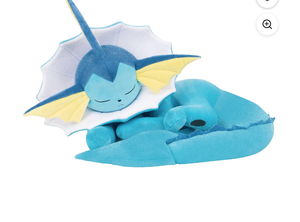 lot 5756 image: Pokemon Vaporeon Sleeping Plush - 18 inch Premium Plush in Sleeping Pose - Retail $0