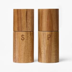 lot 5780 image: 5 Acacia Salt and Pepper Grinder Set Natural Wood - Figmint - Retail $15