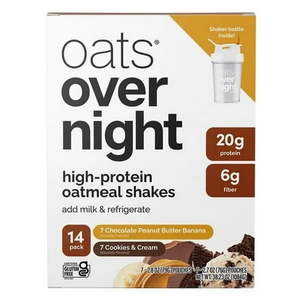 lot 5833 image: Oats Overnight High Protein Oatmeal Shake  Variety Pack  14 Count - Retail $49