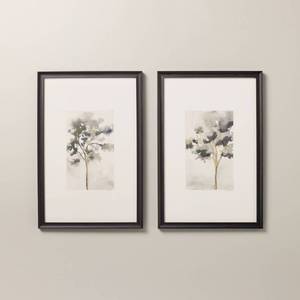 lot 5852 image: Set of 2 12x18 Vertical Watercolor Tree Art - Hearth & Hand with Magnolia - Retail $55