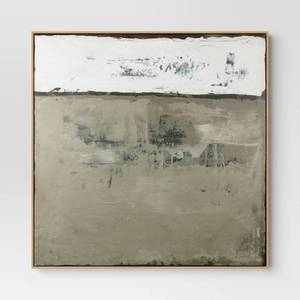lot 5853 image: 33x33 Color Block Abstract Canvas Framed Art Neutrals - Threshold - Retail $75