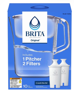 lot 5858 image: Brita Original Water Filtration System Pitcher 10 Cup Capacity with 2 Filters - Retail $0