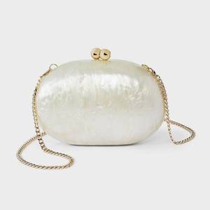 lot 5860 image: Acrylic Marbled Kiss Lock Minaudiere Clutch - A New Day White - Retail $40
