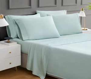 lot 5861 image: Hotel Signature Egyptian Cotton 400 TC 6-Piece Sheet Set Misty Blue KING - Retail $0