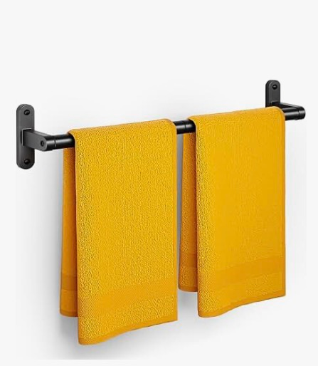 lot 4221 image: Towel Bar 24 Inch for Bathroom�� Rustproof Matte Black Towel Rod ��Sturdy Towel Rack Wall Mounted, Towel Holder Modern Home Decor - Retail $0