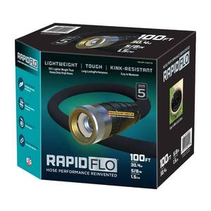 lot 5879 image: Teknor Rapid Flo Compact Garden Hose  58 Inch x 100 Foot - Retail $75
