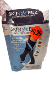 lot 5883 image: Skin Eez Advanced Healing Compression Socks 2 Pairs Nutrient-Infused - Retail $0