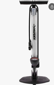 lot 5899 image: Husky Floor bicycle floor Pump with Pressure Gauge - Retail $0