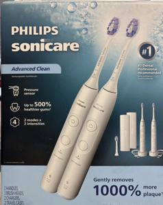 lot 5910 image: Philips Sonicare Advanced Clean Rechargeable Toothbrush 2 Pack - Retail $0