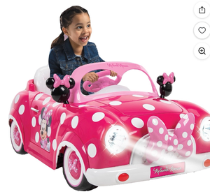 lot 5911 image: Huffy 6V Disney Minnie Mouse Convertible Ride-On Car with Remote Control, Ages 3-7, Kids, Pink - Retail $0
