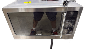 lot 5963 image: Avanti Microwave Oven Countertop Stainless Steel (works, no plate)  - Retail $0
