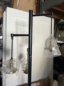 lot 18 image: 6ft Black & Gold 3-light Floor Lamp - no glass