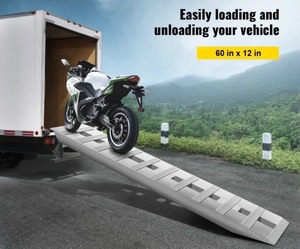 lot 16 image: VEVOR 60 x 12 Aluminum Trailer Ramps 6000LBS Total Beavertail Hook End (1-Piece) Retails $105
