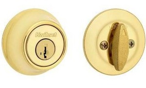 lot 20804 image: Kwikset 660 Bright Brass Deadbolt Model 5064905, 2 Pack