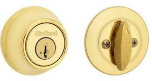 lot 20854 image: Kwikset 660 Bright Brass Deadbolt Model 5064905, 2 Pack