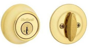 lot 20869 image: Kwikset 660 Bright Brass Deadbolt Model 5064905, 2 Pack