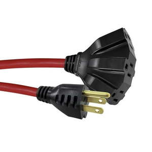 lot 20903 image: Ace Indoor or Outdoor Triple Outlet Cord 25 ft. Red 143 SJTW