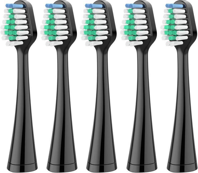 lot 67829 image: Replacement Toothbrush Heads for Waterpik Complete Care 5.09.0, and Compatible with AquaSonic Duo and Home Dental Center Electric Toothbruh, 5 Count(Pack of 1), Black