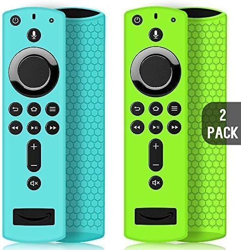 lot 67853 image: 2 Pack Remote CaseCover for Fire TV Stick 4K,Protective Silicone Holder Lightweight Anti Slip Shockproof for Fire TV Cube3rd Gen All-New 2nd Gen Alexa Voice Remote Control-Turquoise,Green
