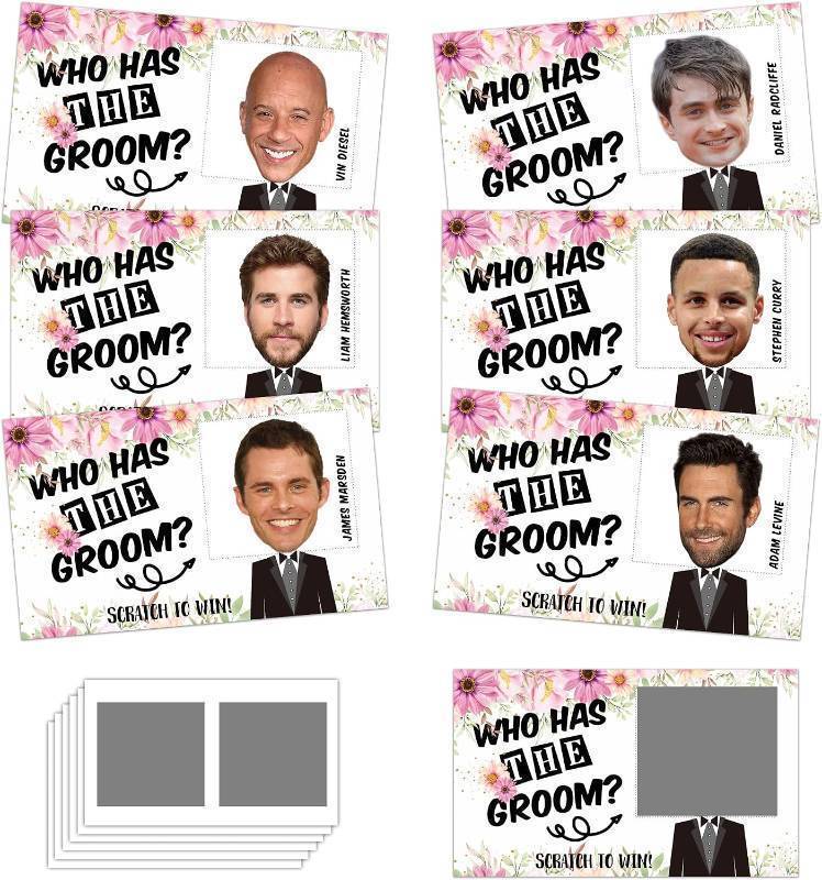 lot 67567 image: Bridal Shower Games - Who Has The Groom Scratch Off Cards - Floral Scratch Off Cards & Stickers - Bachelorette Party Game - Girls Night Out Activity - Bride Shower Supplies Decorations - 36 Pcs(D03)