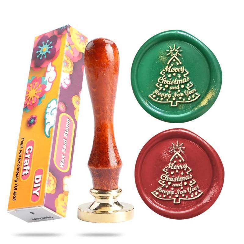 lot 67897 image: YOLAKIS Merry Christmas Sealing Wax Stamp,Christmas Tree Sealing Stamp for Friends Christmas New Year Birthday Letters Sealing (MC02)