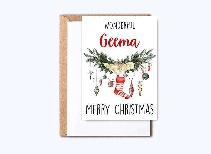 lot 67915 image: Wonderful Geema Card, Merry Christmas Geema Card, Geema Christmas Card, Best Geema Card, Christmas Card For Geema, Christmas Cards Gifts From Daughter, Son, Grandchildren