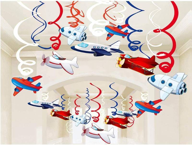 lot 67939 image: 30Pcs Pilots Party Hanging Swirl Decorations Pilots Theme Ceiling Whirl Hanging Decorations for Flight Theme Birthday Party Decor