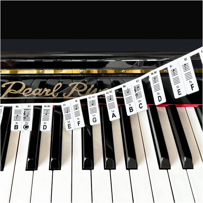 lot 67943 image: Removable Piano Keyboard Note Labels, Silicone Piano Notes Stickers Guide for Beginner, Reusable 88 Key Full Size Piano Key Music Notes Letter Label