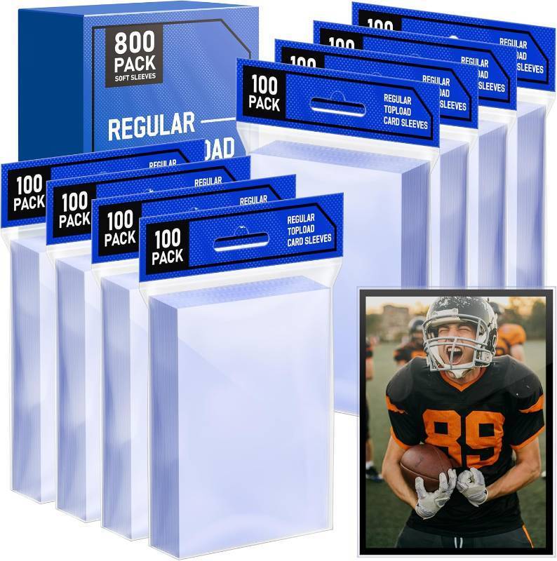 lot 67978 image: WVM 800 Count Card Sleeves for Trading Cards, Soft Penny Card Sleeves Clear Plastic Card Protectors for Baseball Football Sports and Game Cards (Cards Not Included)