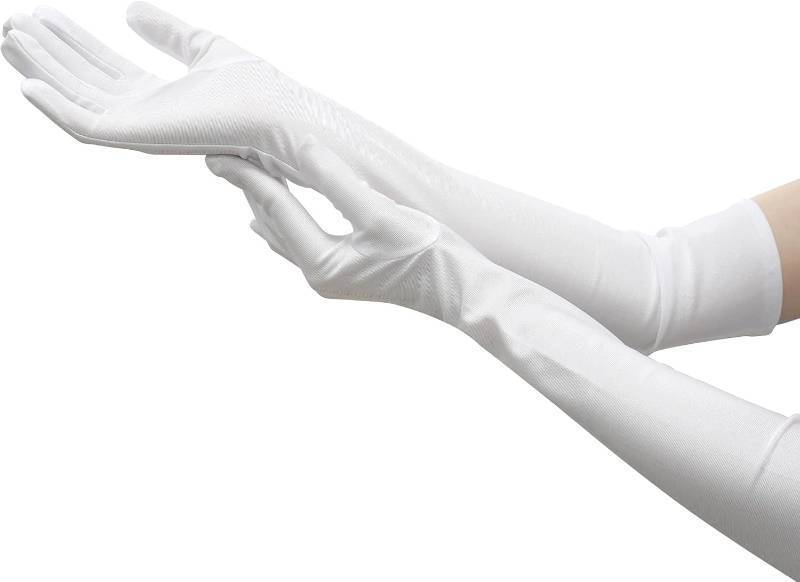 lot 68999 image: Nackiy Satin Black Gloves for Women, Long Elbow Length Opera Dress Gloves