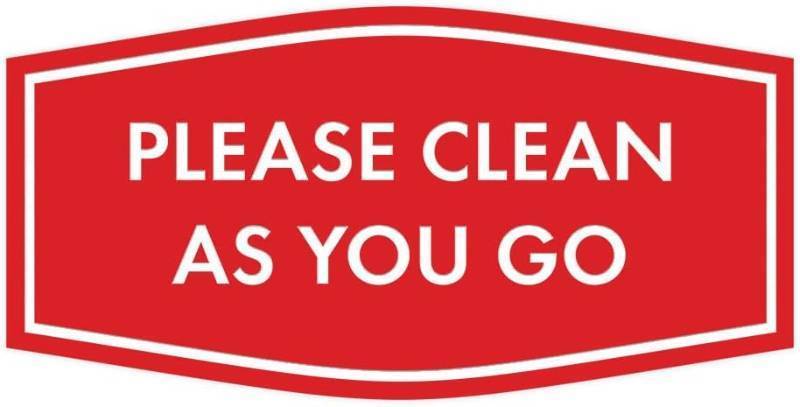lot 69614 image: Fancy Please Clean As You Go Sign (Red) - Large