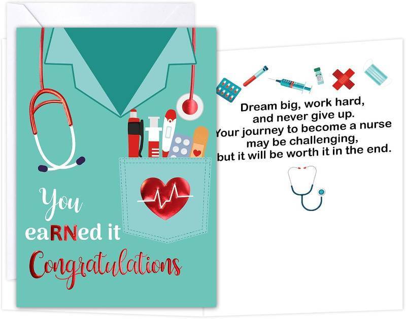 lot 69690 image: Fancy Land Foiled Nurse Graduation Card with Envelope 2026 RN Graduation Gifts for Nursing School Medical Party