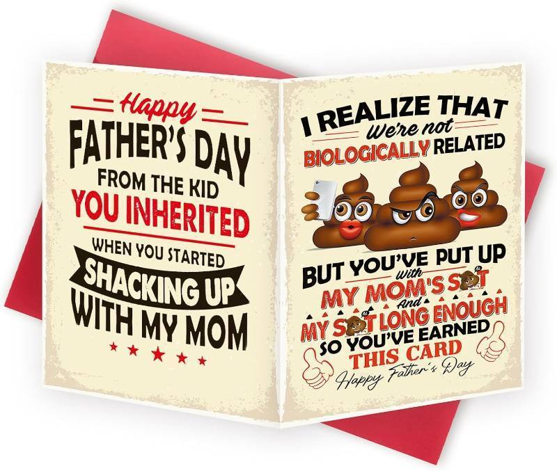 lot 69695 image: Asmallgf Humor Stepdad Fathers Day Card, Fathers Day Gift from Step Daughter Son, Father Day Card for Best Stepfather, You Earned This Fathers Day step Dad Funny Personalized Gift