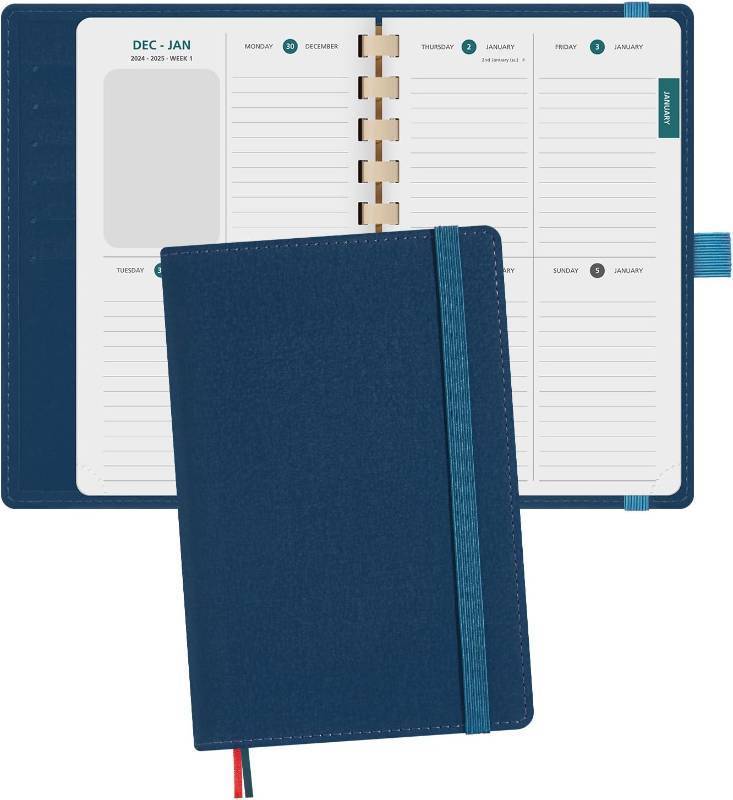 lot 69032 image: BEZEND Pocket Planner 2026 Weekly and Monthly (4.25 x 6.75) Equal Ruled Space Even Weekends (Jan-Dec 26) Work Home School Women, Card Slots & Refillable PU Leather Softcover - Prussian Blue