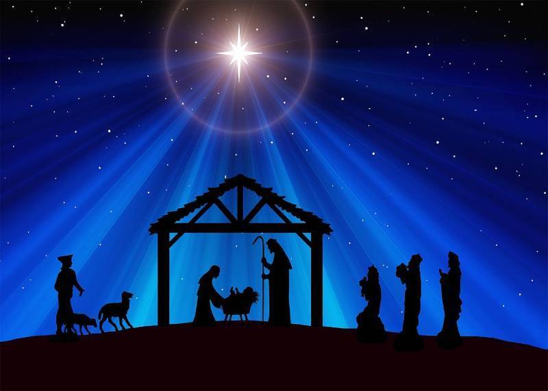 lot 67899 image: 7x5Ft Birth of Jesus Nativity Holy Family Photography Background Blue Scene North Polar Background Barn Stable Christian Party Decor Photo Props