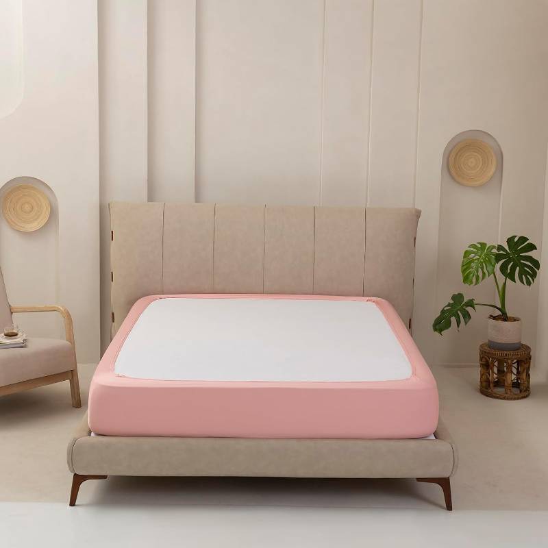lot 67938 image: Stretchy Box Spring Cover King Size - Jersey Knit & Stretchy Wrap Around 4 Sides Bed Skirt for Hotel & Home, Wrinkle & Fading Resistant Fits King Size Beds, Blush