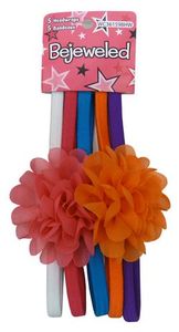 lot 96718 image: Bejeweled 5 Piece Hairband with Flowers in Assorted Colors