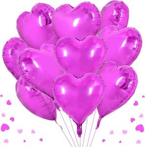 lot 66556 image: 18in BEISHIDA 20 Pcs Heart Balloons 18 inch Metal Hot Pink Heart Shape Foil Balloons Neutral Love Balloon for Mothers Day Proposal Marriage,Valentines Day, Birthday Decorations