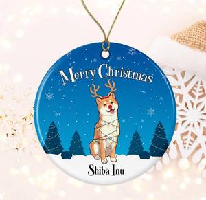 lot 66559 image: Yanashop88 Shiba Inu Merry Christmas Ornament - Merry Xmas Gifts for Pet Lovers - Dog Ornament Printed on Both Sides