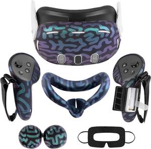 lot 66576 image: Oculus Quest 3 Accessories - Silicone Set with Controller Grip, VR Shell, Face, Lens Covers & 10 Disposable Eye Covers (Magical)