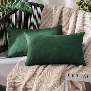 lot 66578 image: MIULEE Decorative Outdoor Pillow Covers Christmas Lumbar 12x20 Emerald Green OPEN BOX STILL FACTORY FOLDED
