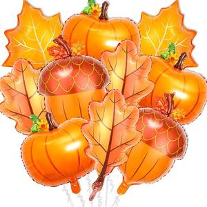 lot 66612 image: 10pcs Thanksgiving Party Decorations - 23.6inch Leaf Balloons - Thanksgiving Foil Balloons for Thanksgivings Birthday Decorations - Baby Shower Decor