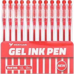 lot 66617 image: WY WENYUAN 12 Pack Red Retractable Gel Pens, 1.0mm Bold Tip