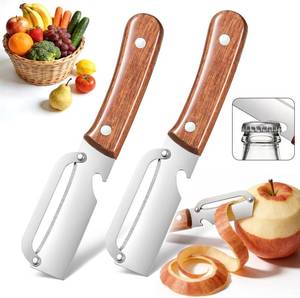 lot 66633 image: 3-in-1 Stainless Steel Vegetable Peeler & Julienne Cutter with Bottle Opener - Multifunctional Kitchen Gadget for Fruits, Veggies, Camping & Daily Home Cooking(2-Pack) reddish