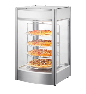 VEVOR Commercial Food Warmer Display for 14" Pizza, 4-Tier Pizza Warmer with Rotary Steam Heating, 86â~185â Temperature Control and Temp Display, 25W Oven Light + Top LED for Pizza Shop, Restaurant - Retail: $295