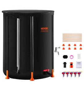 lot 18888 image: VEVOR Collapsible Rain Barrel, 66 Gallon250 L Portable Rain Water Collection Barrel, PVC Rainwater Collection System with Spigots and Overflow Kit, Water Barrel for Garden Water Catcher - Retail $49