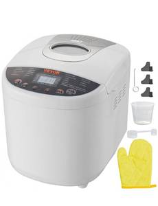 lot 18939 image: VEVOR Bread Maker, 19-in-1 2LB Dough Machine, Nonstick Ceramic Pan Automatic Breadmaker with Gluten Free Setting, Whole Wheat Bread Making, Digital, Programmable, 3 Loaf Sizes, 3 Crust Colors, White - Retail $79