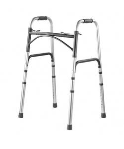 lot 18945 image: VEVOR Folding Walker, 2-Button Folding Walkers with 8-Level Adjustable Height and Durable Handles, Lightweight Aluminum Mobility Walker Aid for Elderly Handicapped Disabled, Up to 350 Pounds - Retail $44